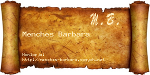Menches Barbara névjegykártya